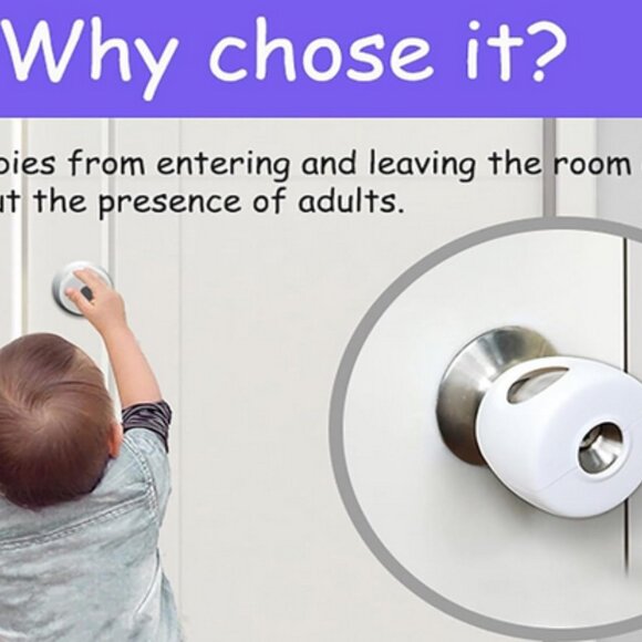 Child Proof Door Knob Covers, 4-Pack Door Knob Safety Cover for Kids, Door Locks - Picture 6 of 7